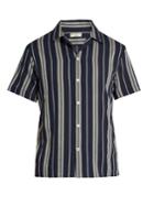 Éditions M.r Multi-striped Short-sleeved Cotton Shirt
