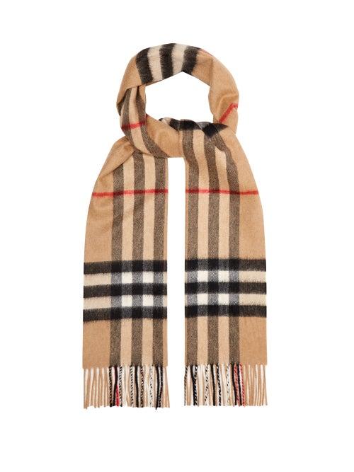 Matchesfashion.com Burberry - Giant Checked Cashmere Scarf - Womens - Beige