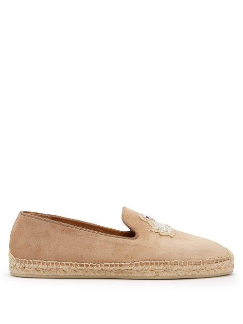 Matchesfashion.com Christian Louboutin - Nanou Zardozi Crest Nubuck Espadrilles - Mens - Brown