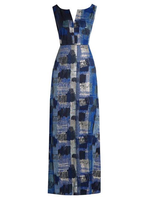 Matchesfashion.com Carl Kapp - Painterly Jacquard Gown - Womens - Blue Multi