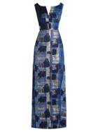 Matchesfashion.com Carl Kapp - Painterly Jacquard Gown - Womens - Blue Multi