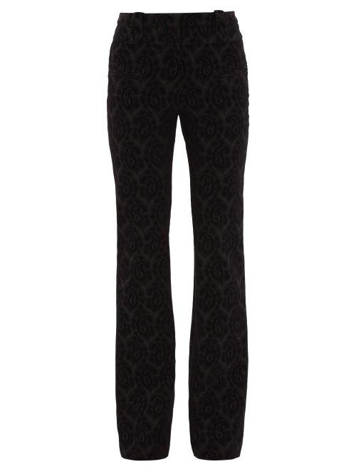 Matchesfashion.com Altuzarra - Serge Flocked Paisley-print Wool-blend Trousers - Womens - Black