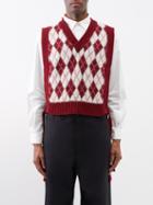 S.s. Daley - Ferrar Diamond-intarsia Wool-blend Sweater Vest - Mens - Burgundy White