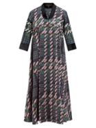 Biyan - Leighton Geometric-print Cotton-blend Midi Dress - Womens - Green Multi