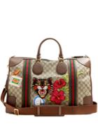Gucci Courrier Gg Supreme Embroidered Leather Holdall