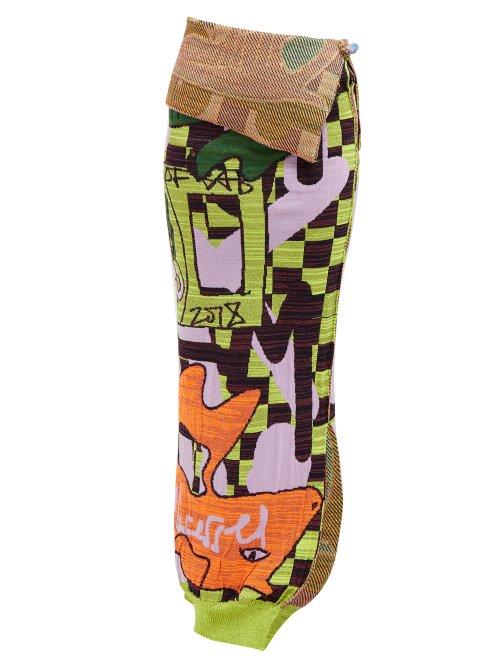 Matchesfashion.com Matty Bovan - Knitted Abstract Jacquard Skirt - Womens - Multi