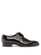 Christian Louboutin - Marco Spike-embellished Patent-leather Derby Shoes - Mens - Black
