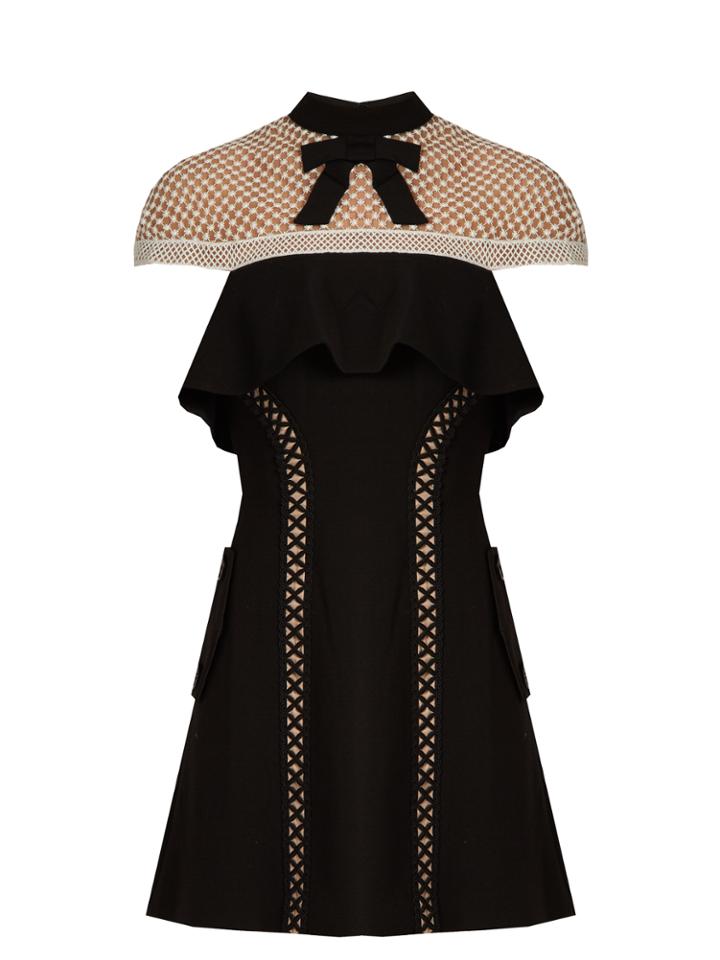 Self-portrait Lace-shoulder Cady Mini Dress