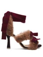 Attico Diletta Velvet-bow And Fur Sandals