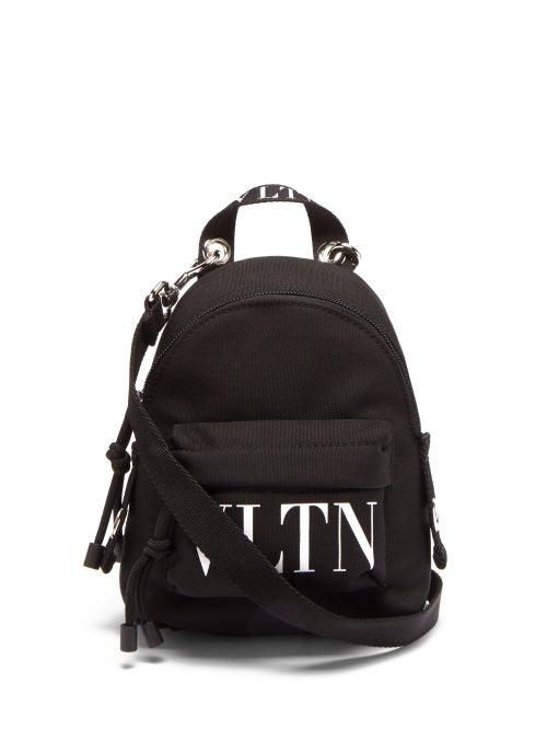 Mens Bags Valentino Garavani - Vltn-print Canvas Cross-body Bag - Mens - Black White