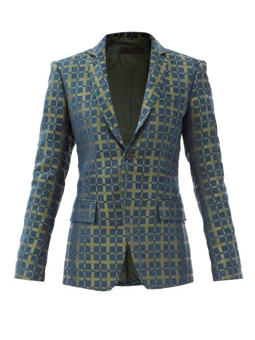 Matchesfashion.com Haider Ackermann - Tadmor Jacquard-check Cotton-blend Jacket - Womens - Blue Multi