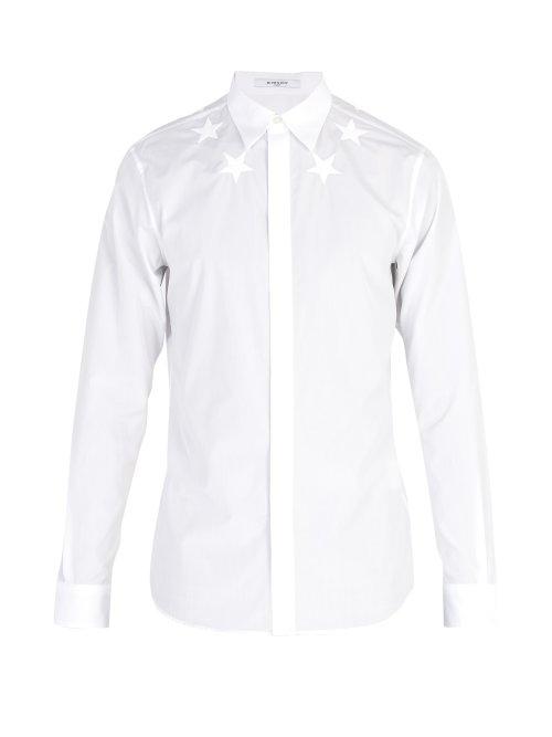 Matchesfashion.com Givenchy - Star Embroidered Cotton Poplin Shirt - Mens - White