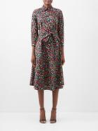 Carolina Herrera - Cherry-print Cotton-blend Poplin Shirt Dress - Womens - Black Multi