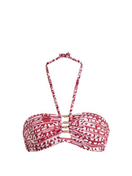 Matchesfashion.com Biondi - Ceylon Print Bandeau Bikini Top - Womens - Burgundy
