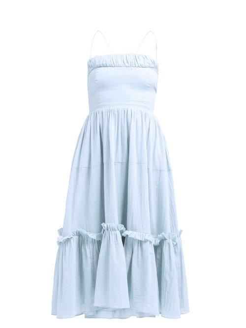 Matchesfashion.com Loup Charmant - Alghero Tie Back Cotton Dress - Womens - Blue