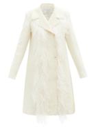 Matchesfashion.com Giambattista Valli - Feather-trim Wool-blend Coat - Womens - Ivory