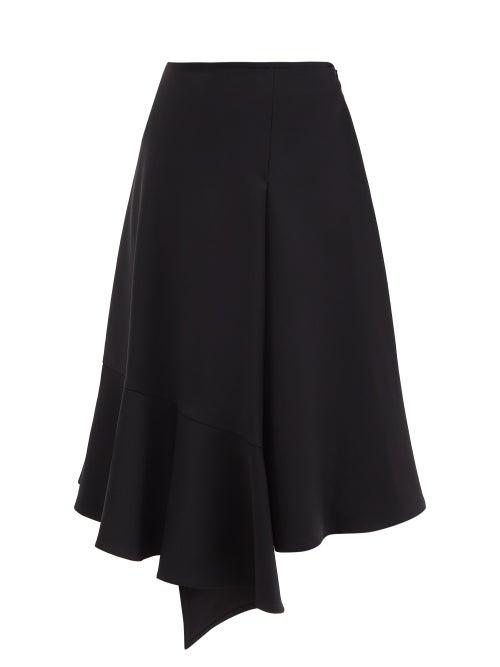 Colville - Voulant Wool-twill Midi Skirt - Womens - Navy