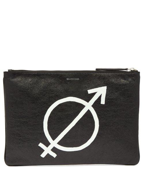 Matchesfashion.com Balenciaga - Supermarket All Gender Print Leather Pouch - Womens - Black