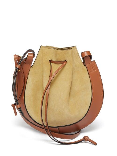 Matchesfashion.com Loewe - Horseshoe Suede And Leather Bag - Womens - Beige Multi