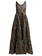 Matchesfashion.com La Doublej - Pellicano Geometric Print Brocade Dress - Womens - Black Gold