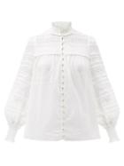 Matchesfashion.com Zimmermann - Candescent Polka-dot Cotton-voile Blouse - Womens - White