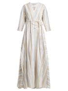 Palmer/harding Striped Drawstring-waist Cotton-blend Maxi Dress