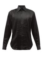 Tom Ford - Pintucked Satin Shirt - Mens - Black