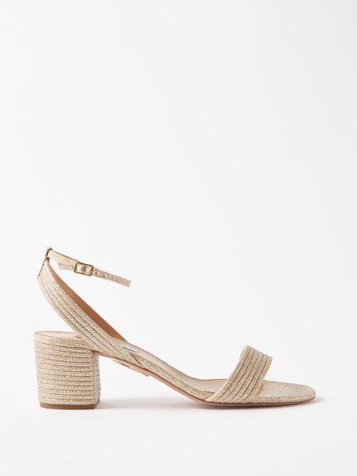 Aquazzura - Sundance 50 Metallic-cord Sandals - Womens - Rose Gold