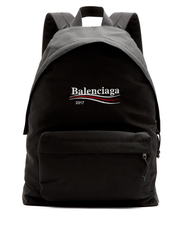 Balenciaga Logo-embroidered Canvas Backpack