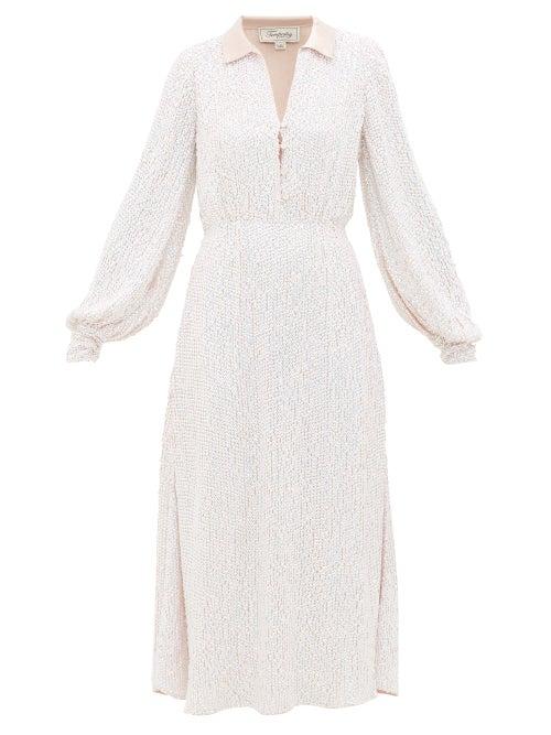 Matchesfashion.com Temperley London - Constellation Crystal Satin Shirt Dress - Womens - Light Pink