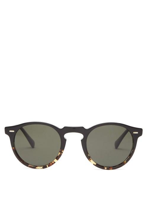 Matchesfashion.com Oliver Peoples - Gregory Peck Round Acetate Sunglasses - Mens - Tortoiseshell