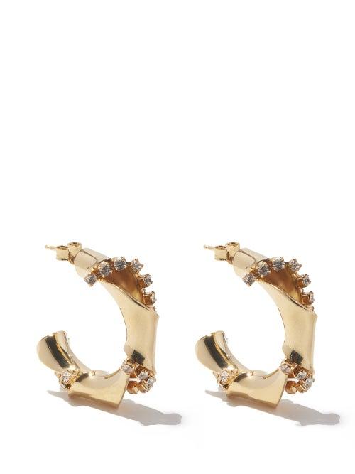 Ladies Jewellery Rosantica - Bamboo Small Crystal-embellished Hoop Earrings - Womens - Gold