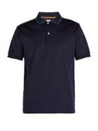Matchesfashion.com Paul Smith - Zigzag Trimmed Cotton Piqu Polo Shirt - Mens - Navy