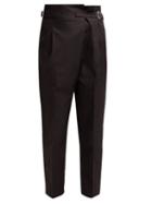 Matchesfashion.com Toga - Buckled Wrap Around Cotton Trousers - Womens - Navy