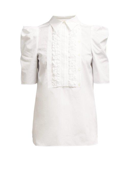 Matchesfashion.com See By Chlo - Ruffled Bib Cotton Shirt - Womens - White