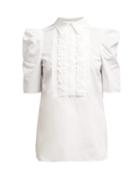 Matchesfashion.com See By Chlo - Ruffled Bib Cotton Shirt - Womens - White