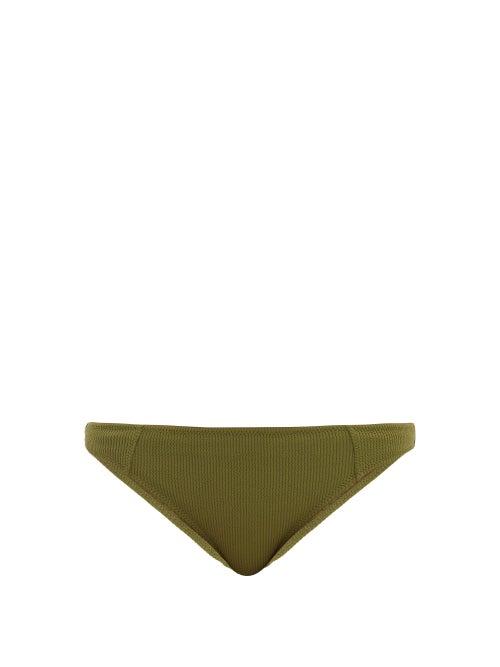 Matchesfashion.com Ganni - High Rise Ribbed Bikini Briefs - Womens - Khaki