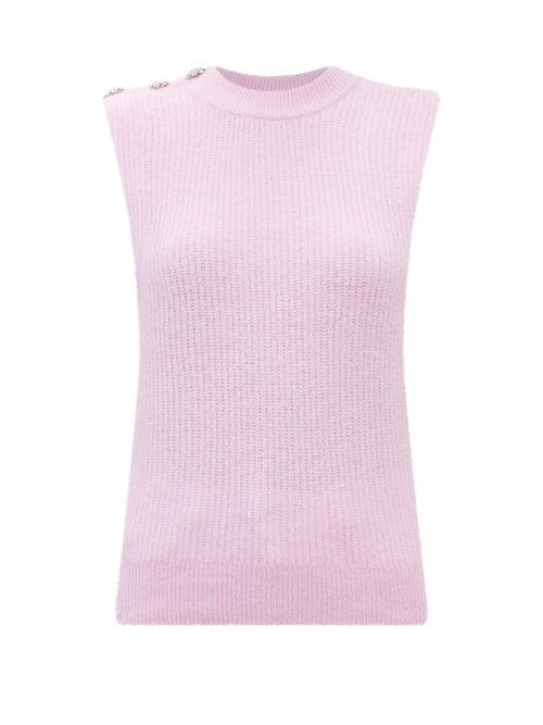 Ganni - Crystal-embellished Knitted Vest - Womens - Pink
