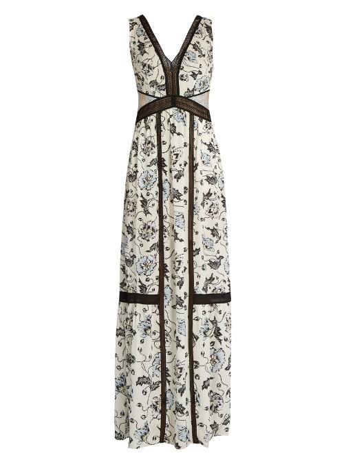 Self-portrait Clarissa Floral-print Crepe De Chine Dress