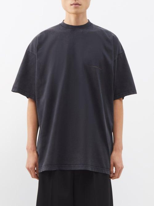 Balenciaga - Strike 1917-print Oversized Cotton-jersey T-shirt - Mens - Black