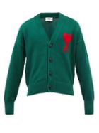 Ami - Ami De Caur Logo-appliqu Cotton-blend Cardigan - Mens - Green