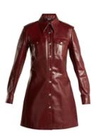 Matchesfashion.com Calvin Klein 205w39nyc - Leather Button Through Shirtdress - Womens - Burgundy