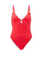 Matchesfashion.com Melissa Odabash - Havana Cutout Chevron-jacquard Swimsuit - Womens - Red