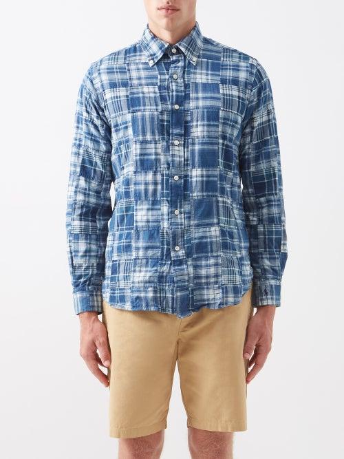Polo Ralph Lauren - Patchwork Cotton-madras Long Sleeve Shirt - Mens - Blue Multi