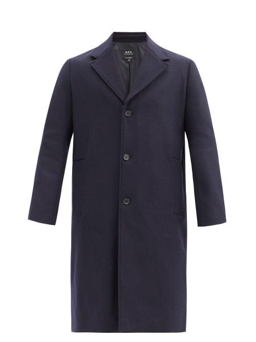 Matchesfashion.com A.p.c. - Sacha Single-breasted Wool-blend Felt Coat - Mens - Navy