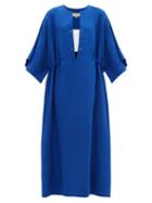 Ladies Beachwear Zeus + Dione - Thebes Linen Maxi Kaftan Dress - Womens - Blue