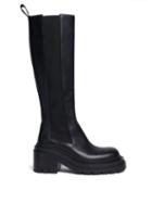 Bottega Veneta - Lug-sole Chunky Knee-high Leather Boots - Womens - Black