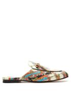 Matchesfashion.com Gucci - Princetown Floral Print Backless Loafers - Womens - White Multi