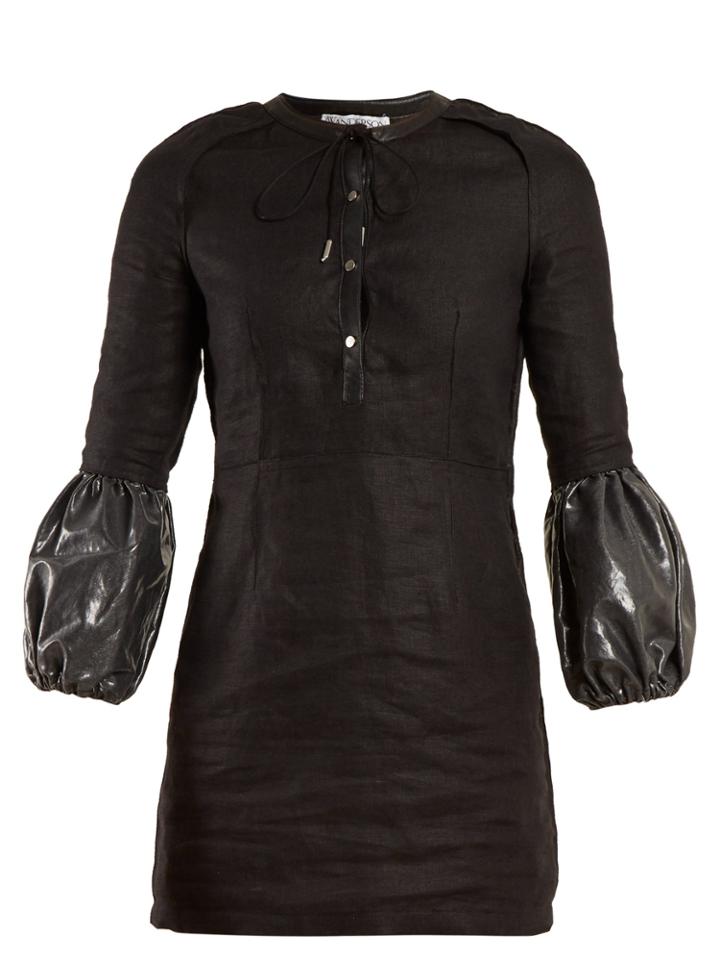 Jw Anderson Puff-sleeve Linen Mini Dress