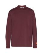 Matchesfashion.com Heron Preston -  Embroidered High Neck Long Sleeved T Shirt - Mens - Purple